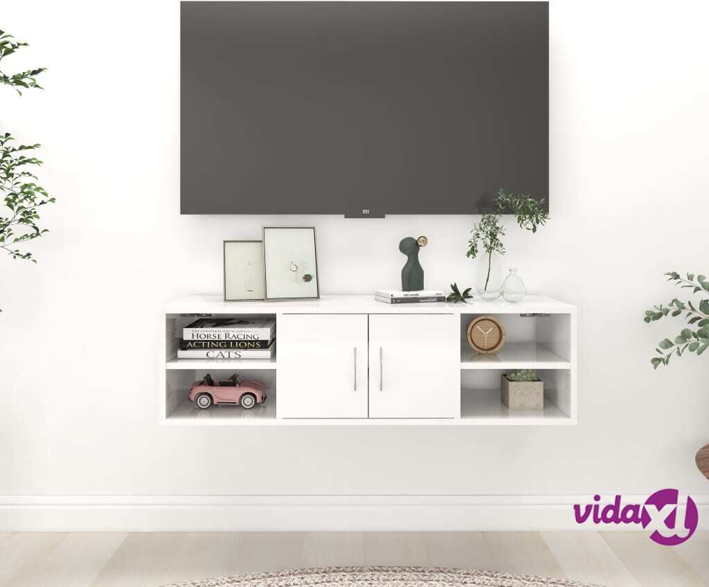 vidaXL Wall Shelf High Gloss White 102x30x29 cm Chipboard