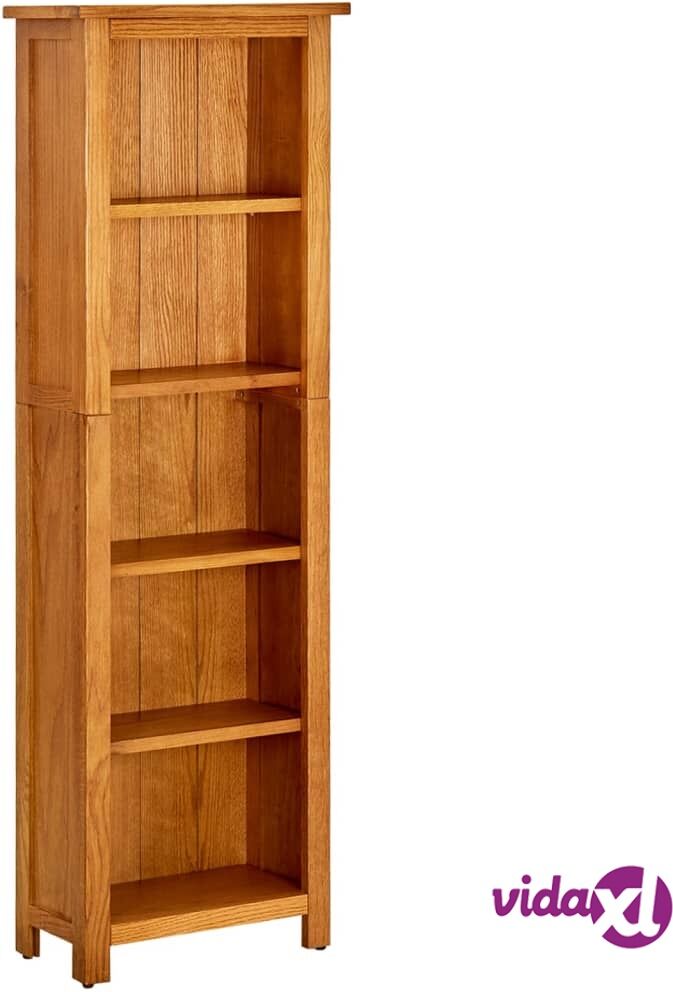 vidaXL 5-Tier Bookcase 45x22x140 cm Solid Oak Wood