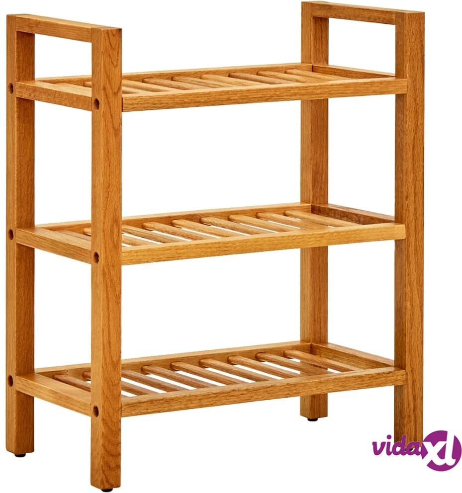 vidaXL Shoe Rack with 3 Shelves 50x27x60 cm Solid Oak Wood