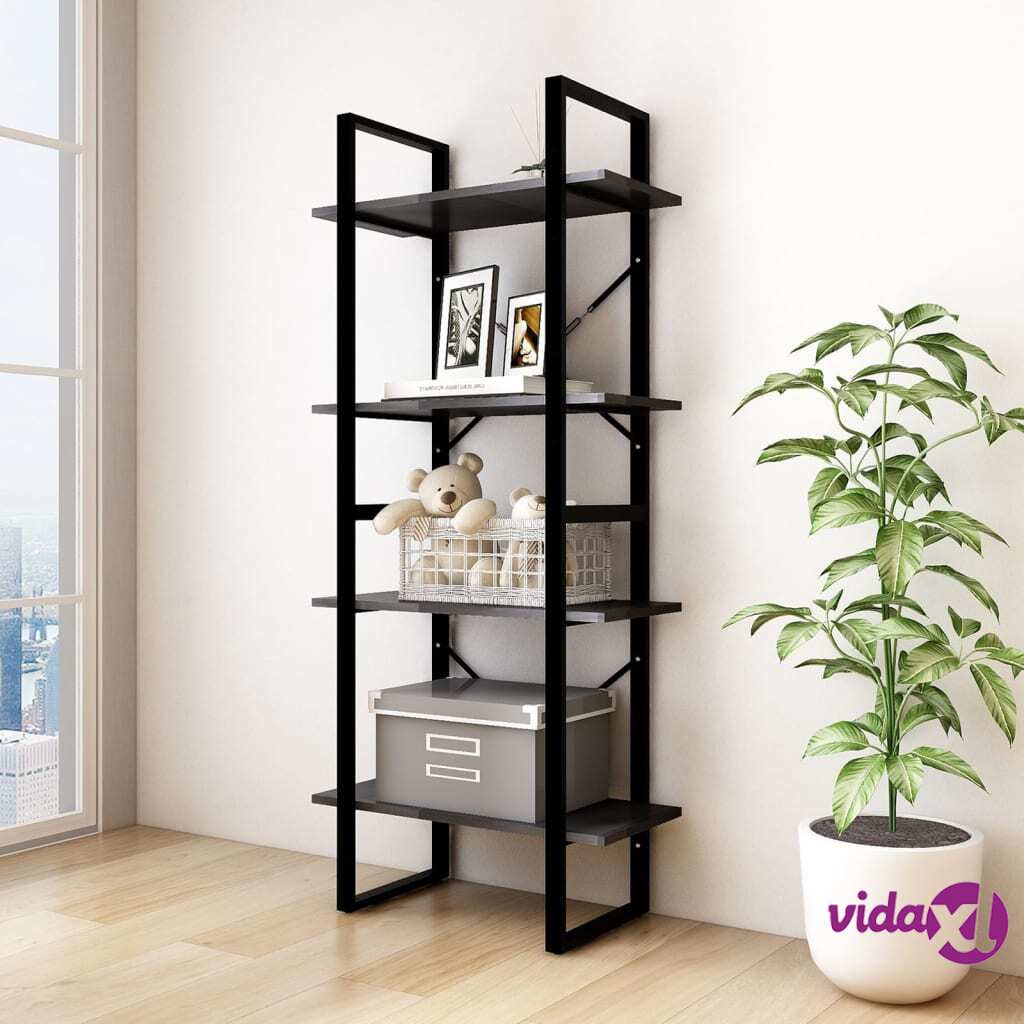 vidaXL 4-Tier Book Cabinet Black 60x30x140 cm Solid Pine Wood