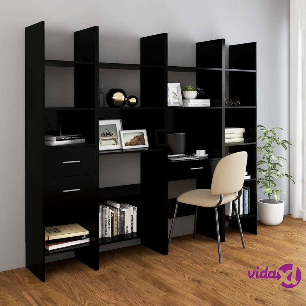 vidaXL 4 Piece Book Cabinet Set Black Chipboard