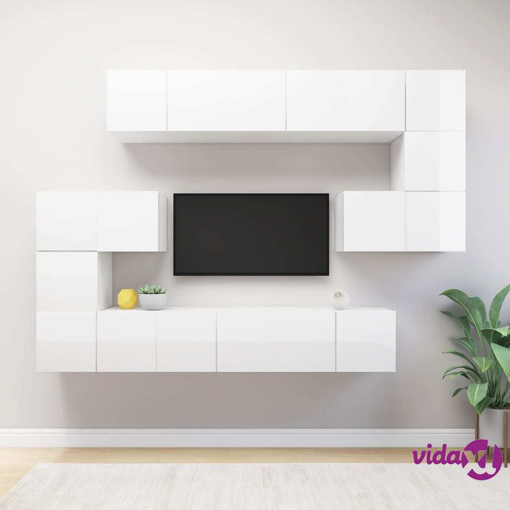 vidaXL 10 Piece TV Cabinet Set White Chipboard