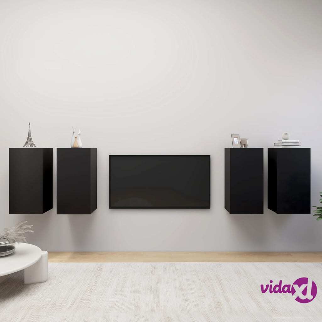 vidaXL TV Cabinets 4 pcs Black 30.5x30x60 cm Chipboard