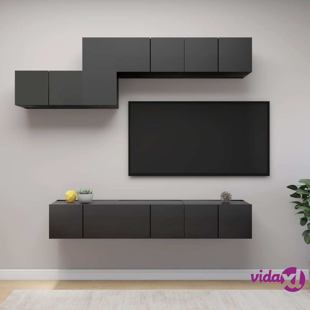 vidaXL 7 Piece TV Cabinet Set Grey Chipboard