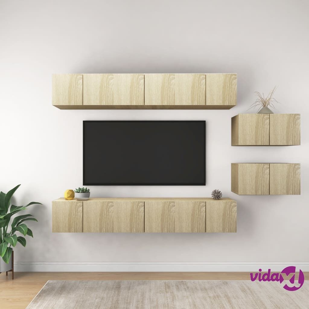 vidaXL TV Cabinets 8 pcs Sonoma Oak Chipboard