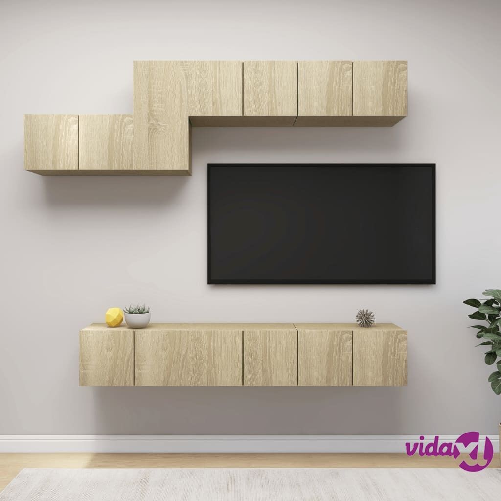 vidaXL 7 Piece TV Cabinet Set Sonoma Oak Chipboard