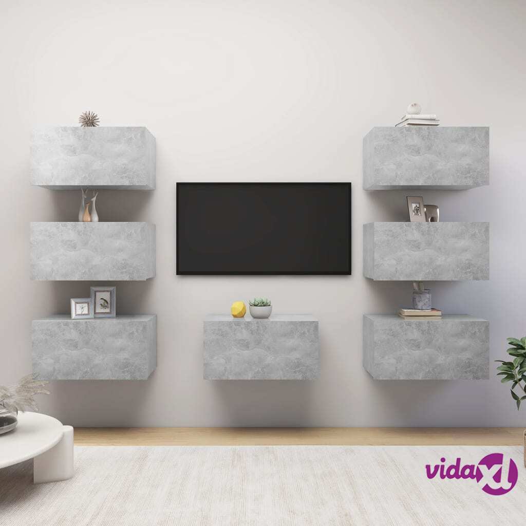 vidaXL TV Cabinets 7 pcs Concrete Grey 30.5x30x60 cm Chipboard