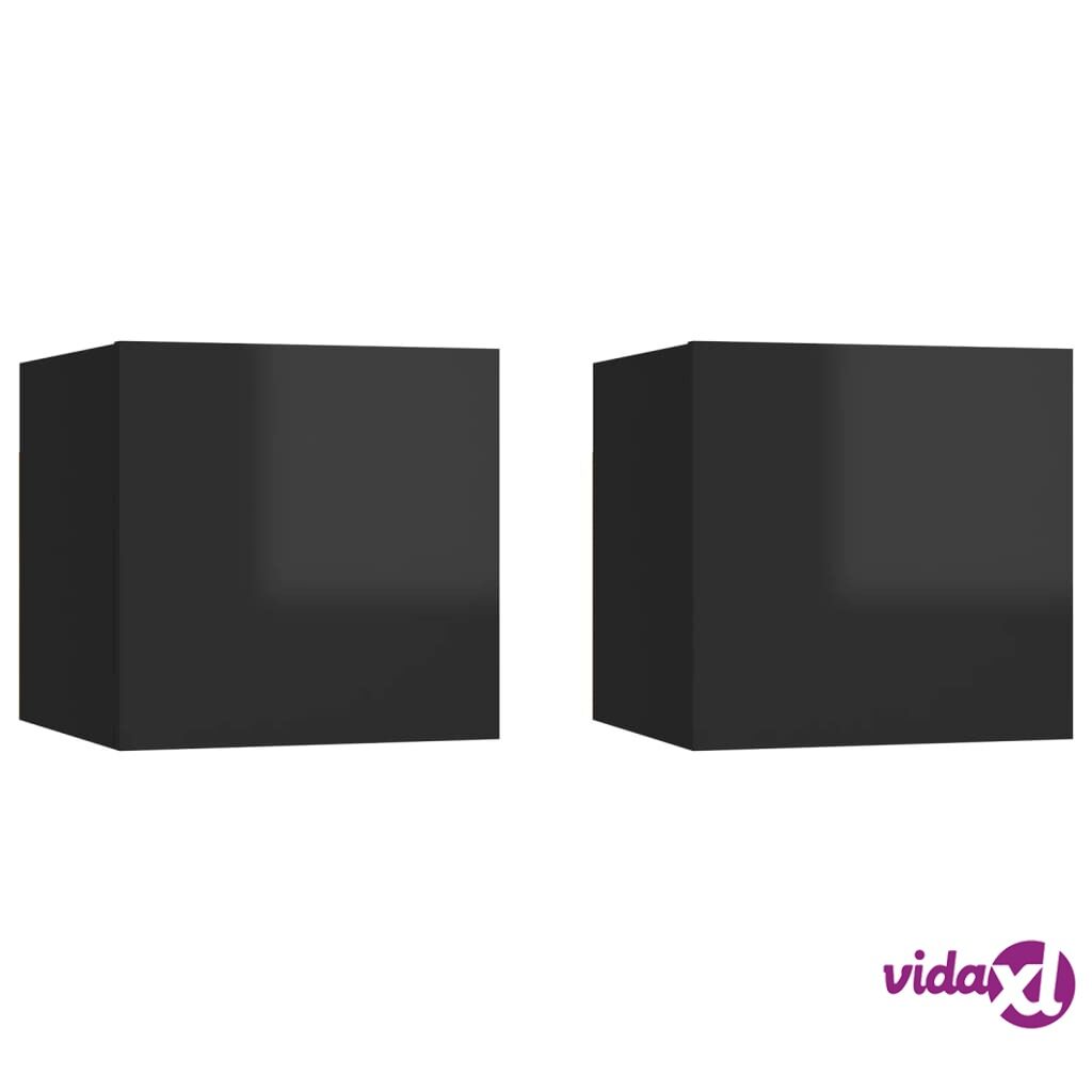 vidaXL Bedside Cabinets 2 pcs High Gloss Black 30.5x30x30 cm Chipboard