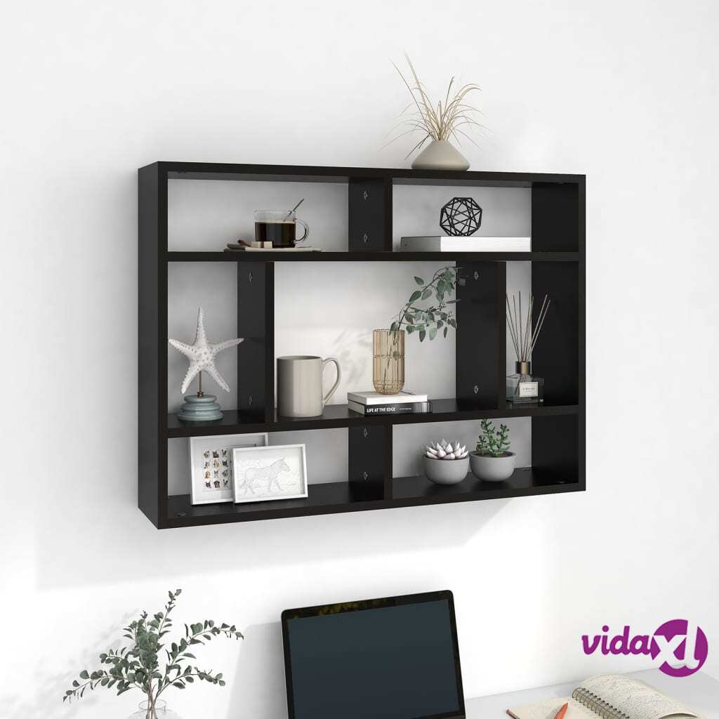 vidaXL Wall Shelf Black 75x16x55 cm Chipboard