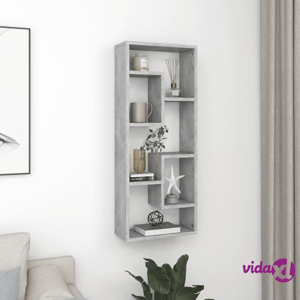 vidaXL Wall Shelf Concrete Grey 36x16x90 cm Chipboard