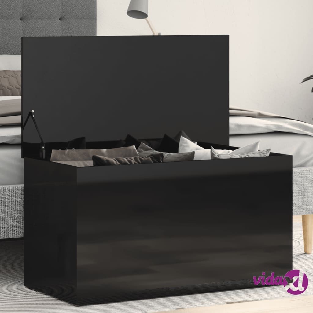 vidaXL Storage Chest High Gloss Black 84x42x46 cm Chipboard