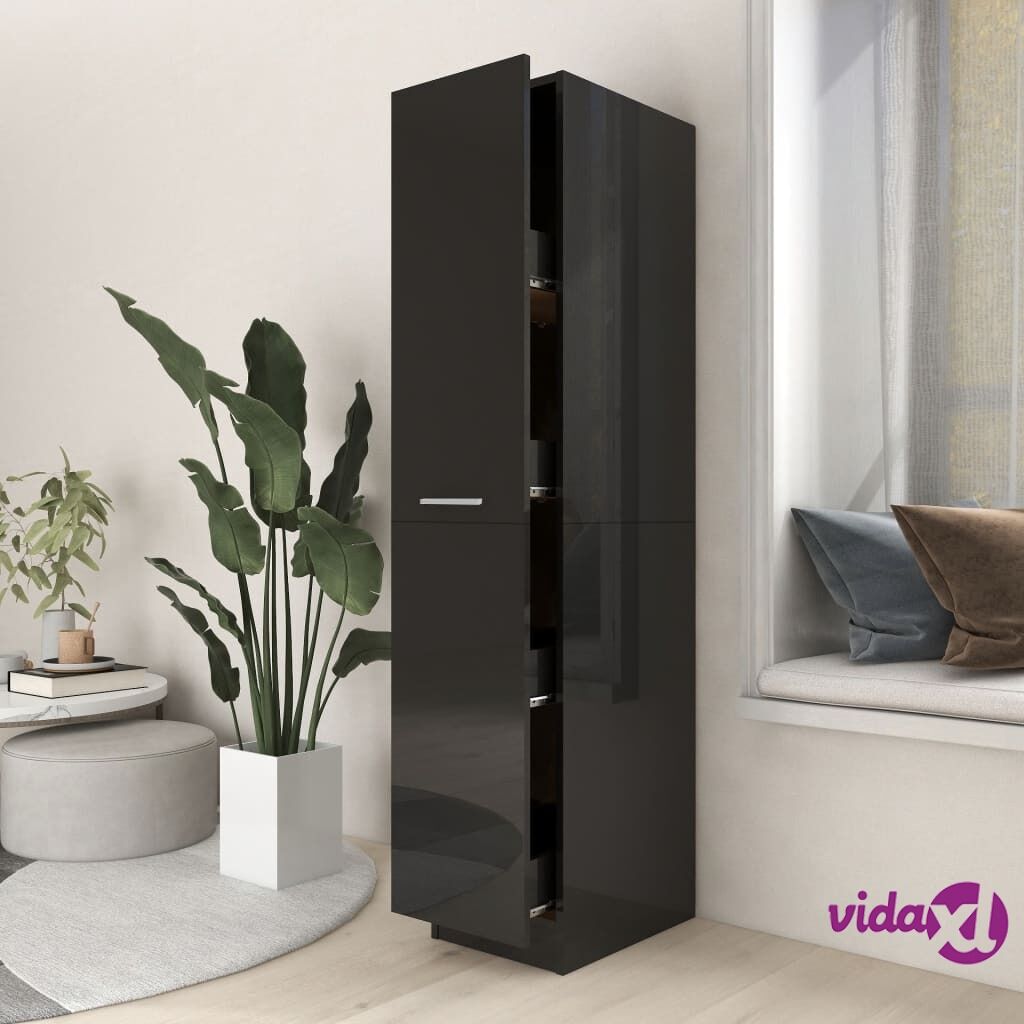 vidaXL Apothecary Cabinet High Gloss Black 30x42.5x150 cm Chipboard