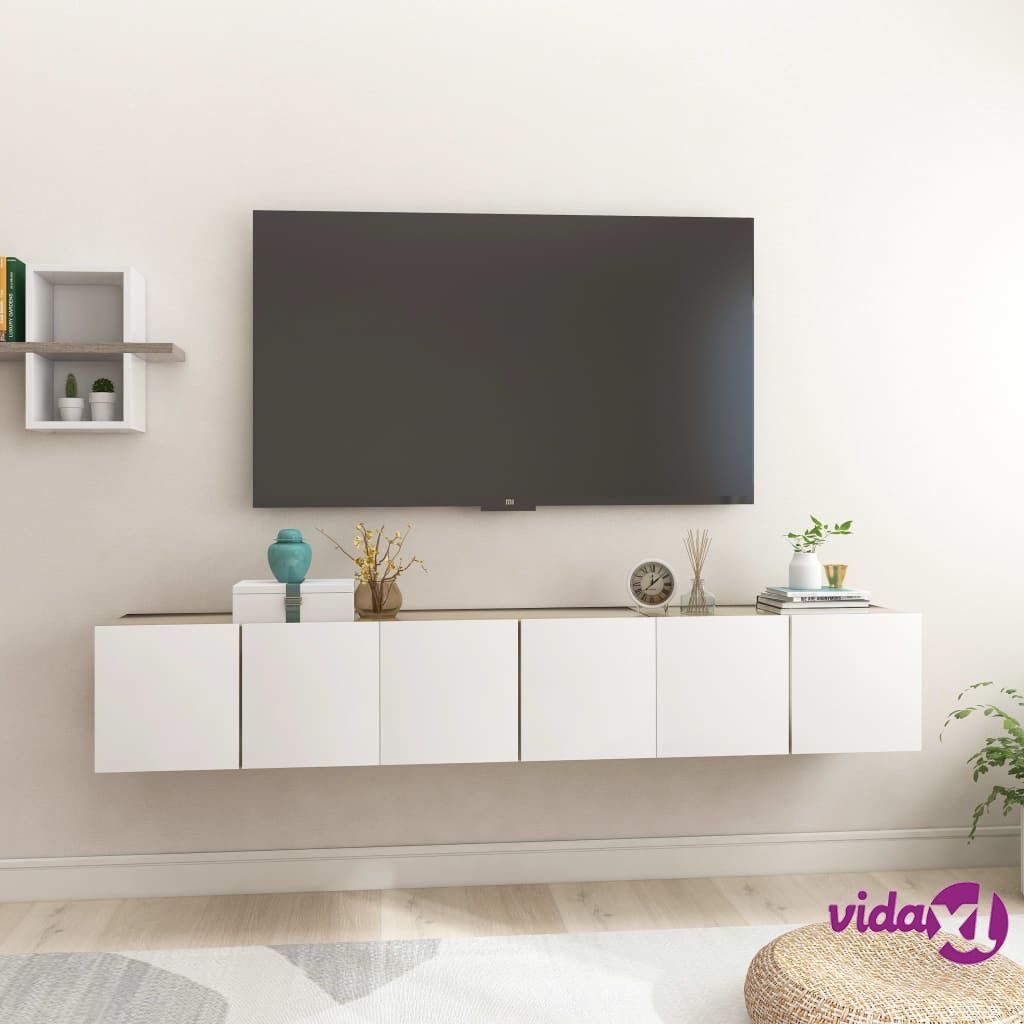 vidaXL Hanging TV Cabinets 3 pcs White and Sonoma Oak 60x30x30 cm