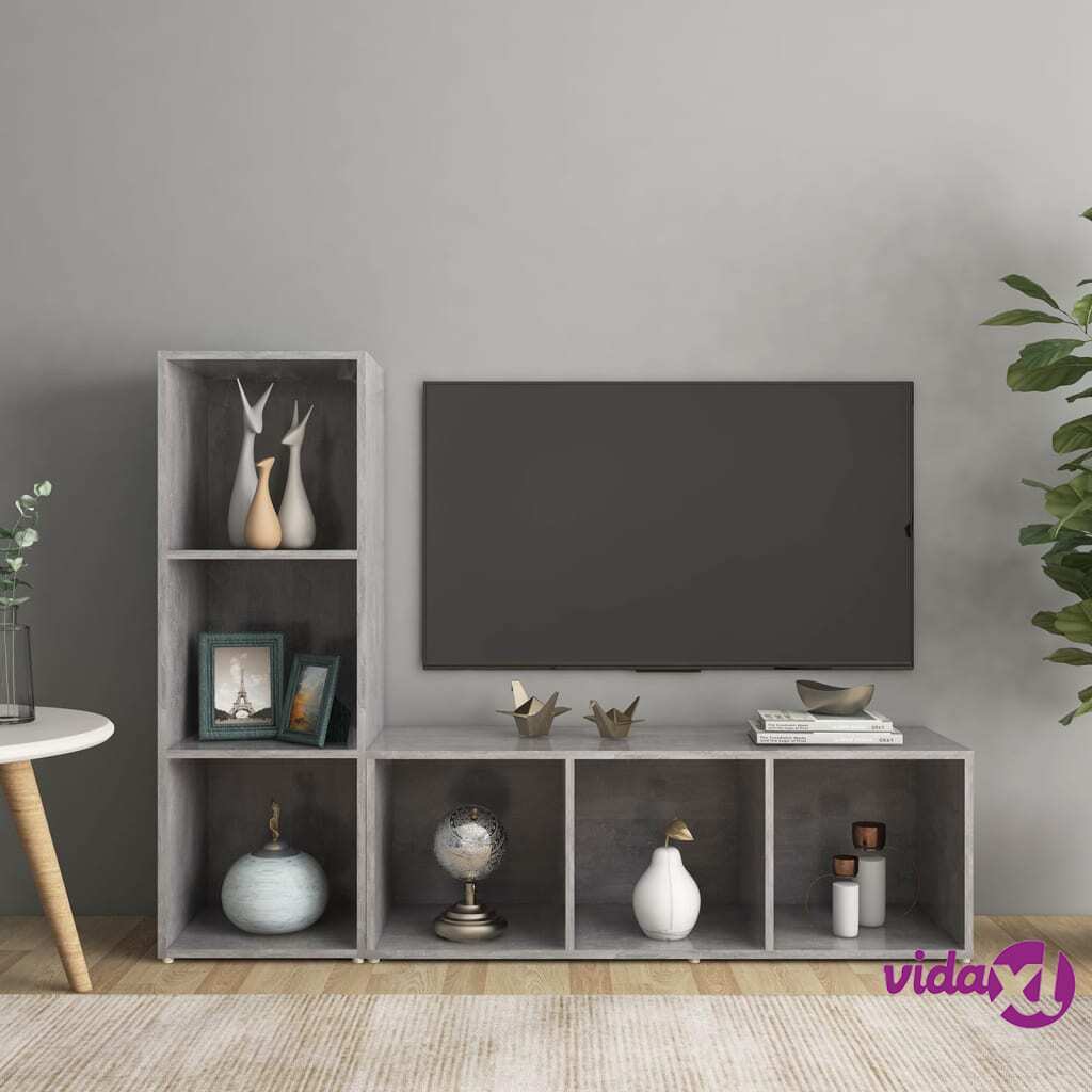 vidaXL TV Cabinets 2 pcs Concrete Grey 107x35x37 cm Chipboard