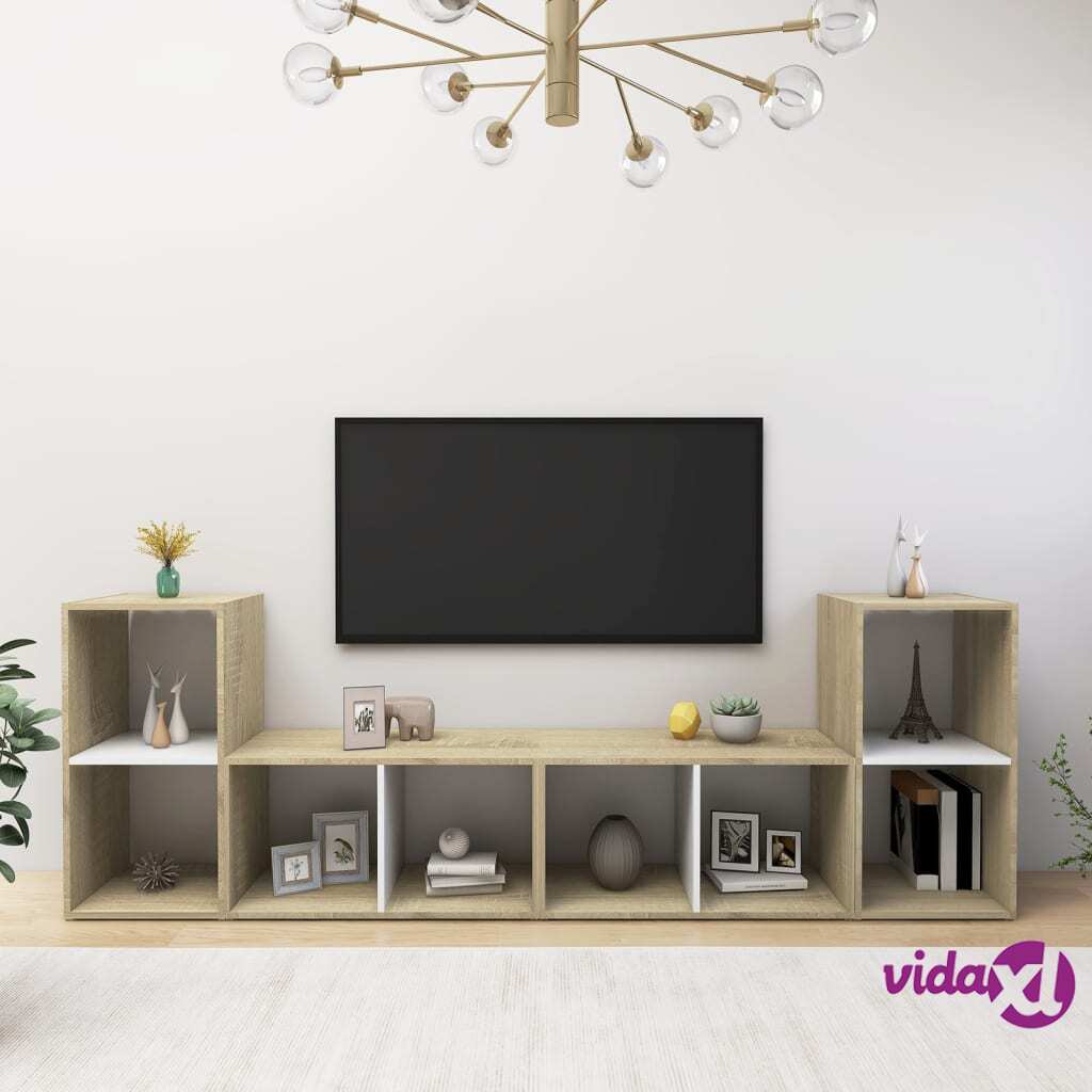 vidaXL TV Cabinets 4 pcs White and Sonoma Oak 72x35x36.5 cm Chipboard