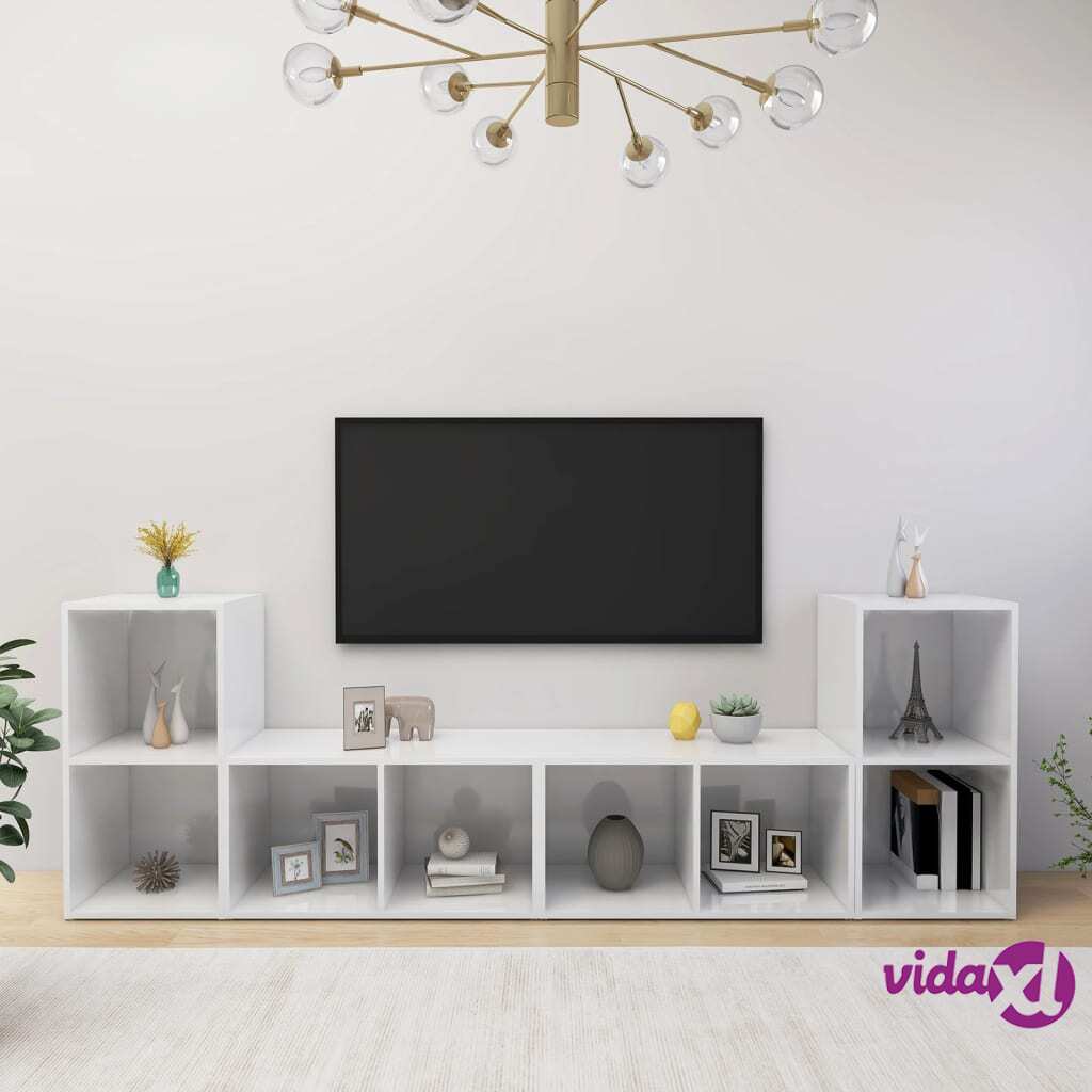 vidaXL TV Cabinets 4 pcs High Gloss White 72x35x36.5 cm Chipboard