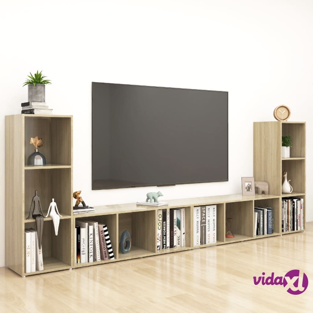 vidaXL TV Cabinets 4 pcs Sonoma Oak 107x35x37 cm Chipboard