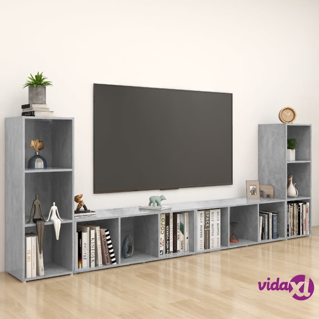 vidaXL TV Cabinets 4 pcs Concrete Grey 107x35x37 cm Chipboard