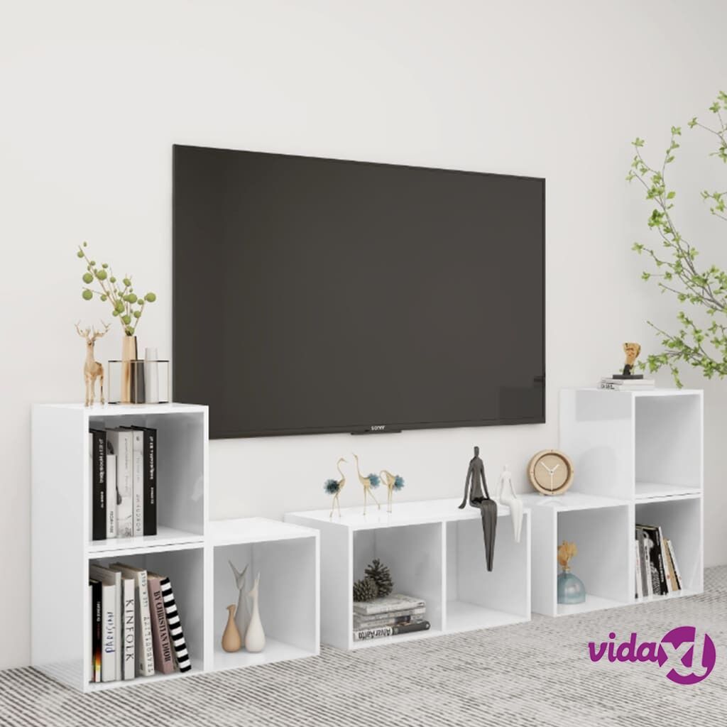 vidaXL TV Cabinet Set White Chipboard