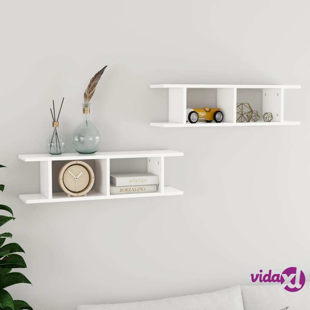 vidaXL Wall Shelves 2 pcs White 78x18x20 cm Chipboard