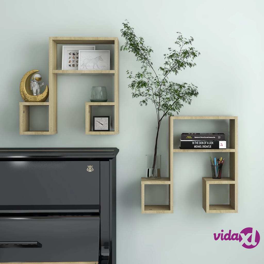 vidaXL Wall Shelves 2 pcs Sonoma Oak 50x15x50 cm Chipboard