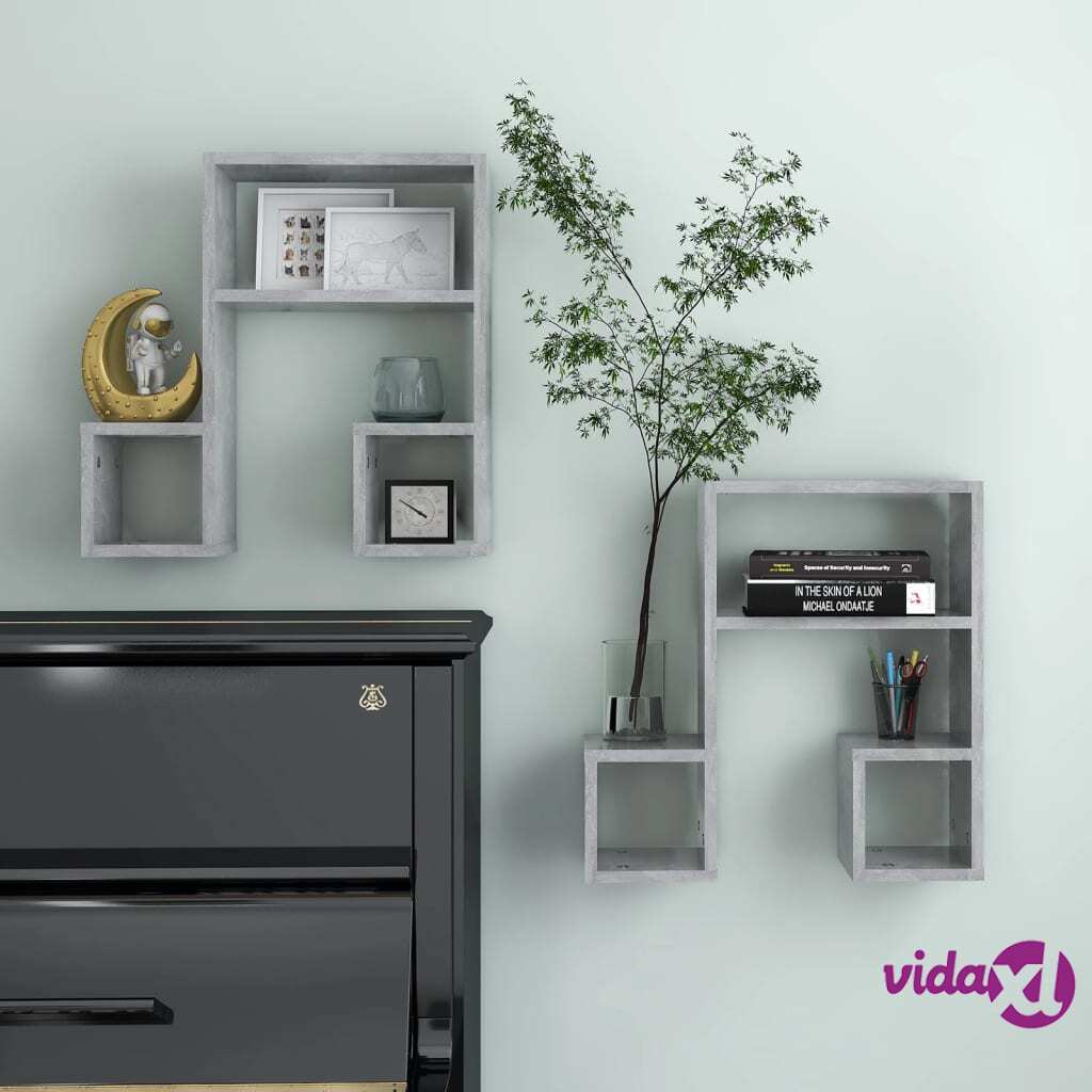 vidaXL Wall Shelves 2 pcs Concrete Grey 50x15x50 cm Chipboard