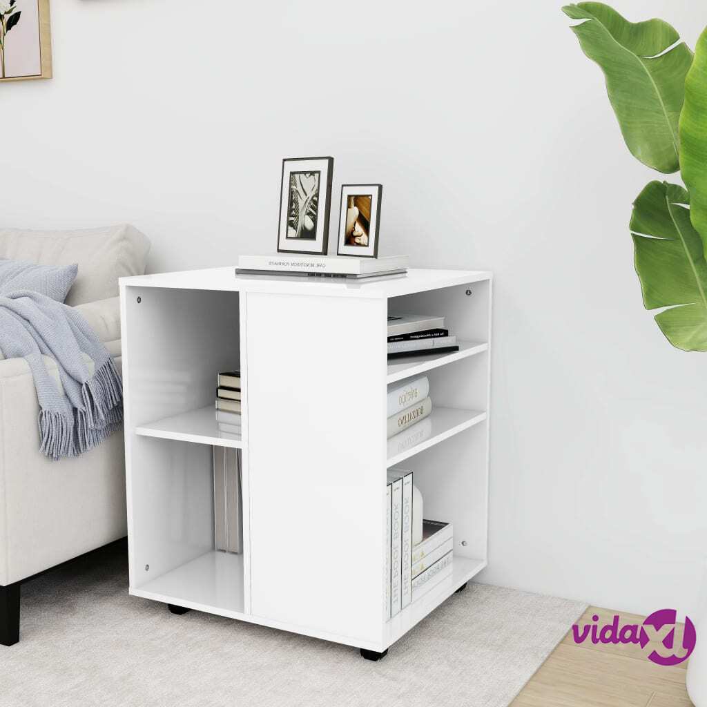 vidaXL Rolling Cabinet High Gloss White 60x53x72 cm Chipboard