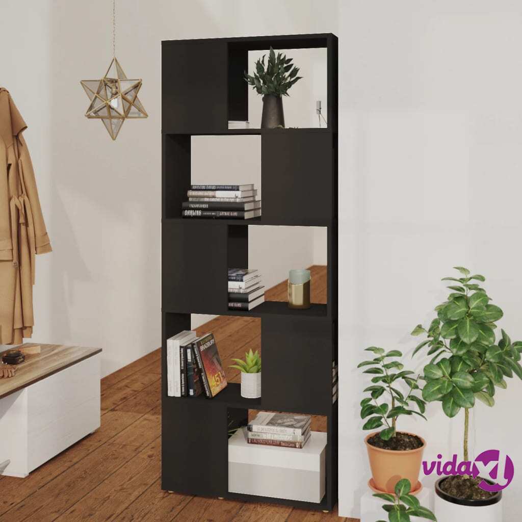 vidaXL Book Cabinet Room Divider Black 60x24x155 cm Chipboard
