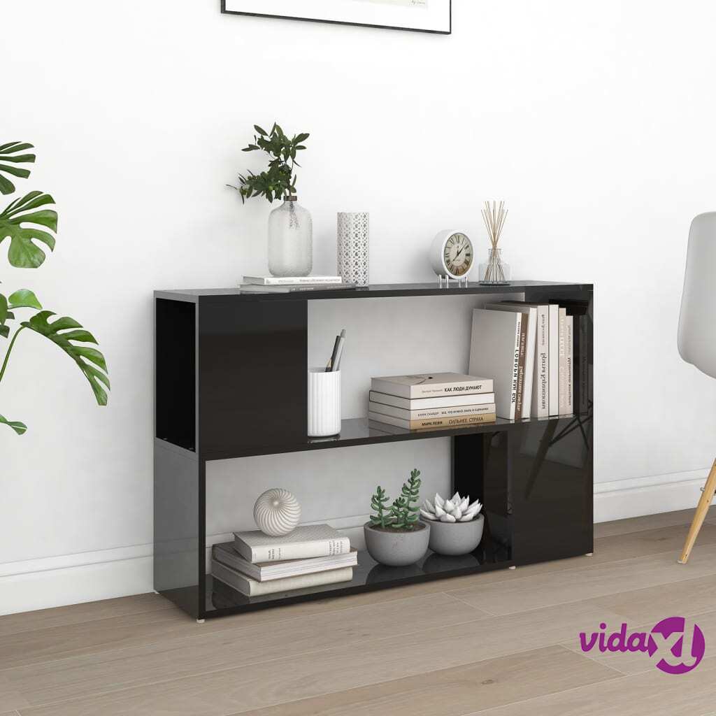 vidaXL Book Cabinet High Gloss Black 100x24x63 cm Chipboard