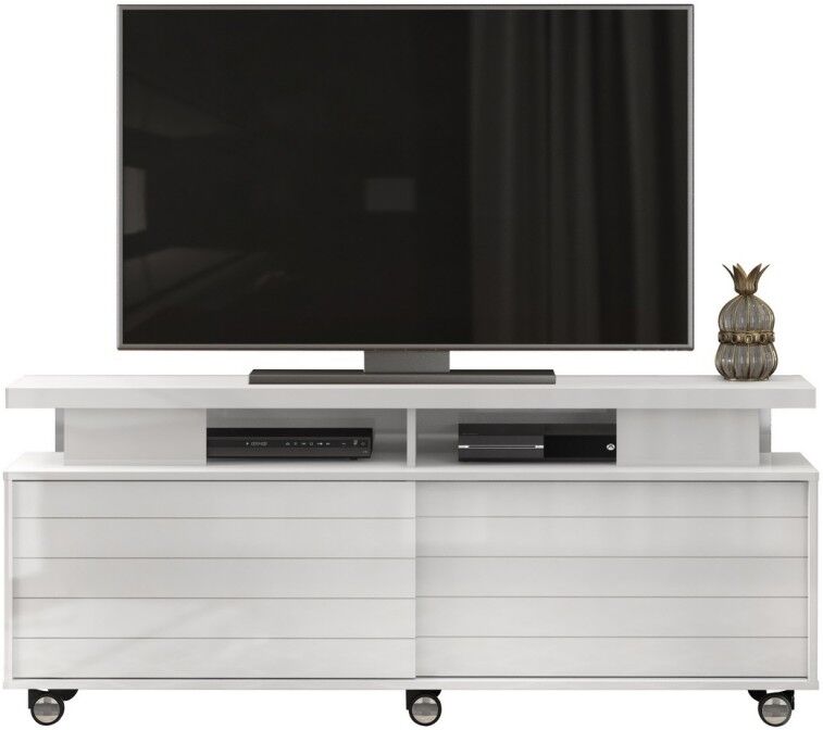 DJ Moveis Meuble TV 150 cm 60 Pouces Blanc Brillant