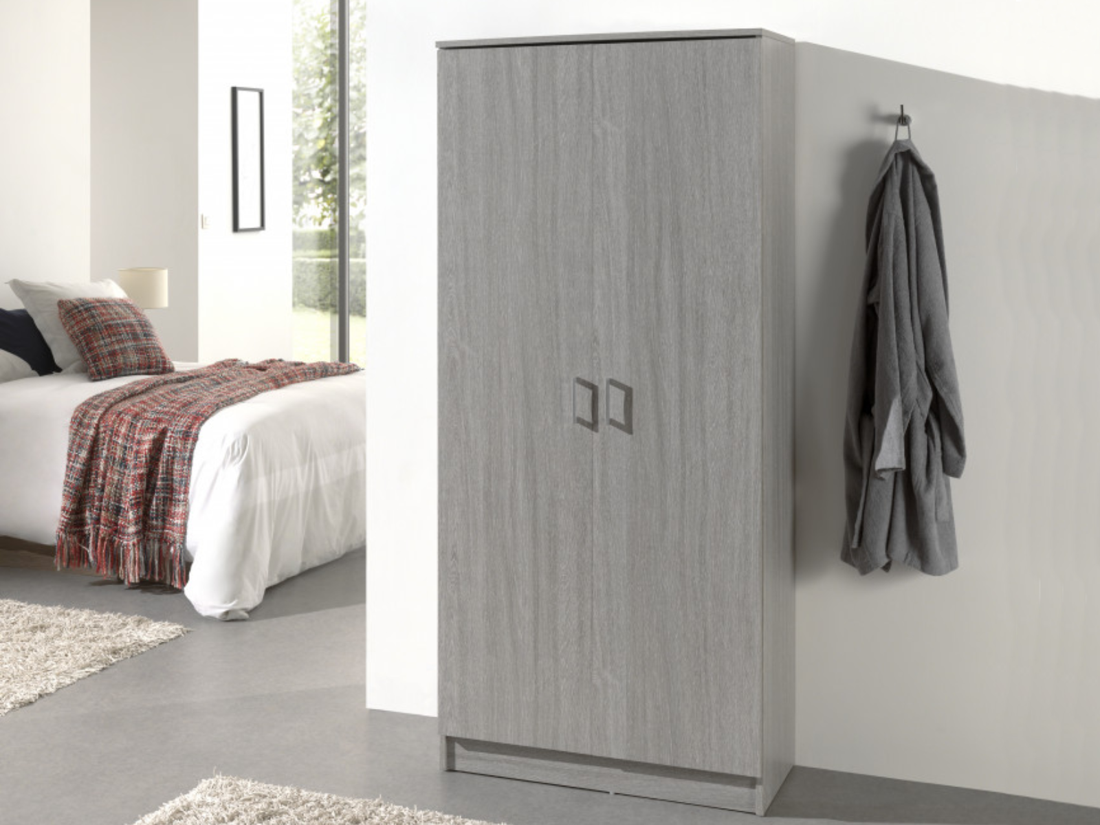 Mobistoxx Armoire RAYMOON 2 portes 80 cm (lingère) gris