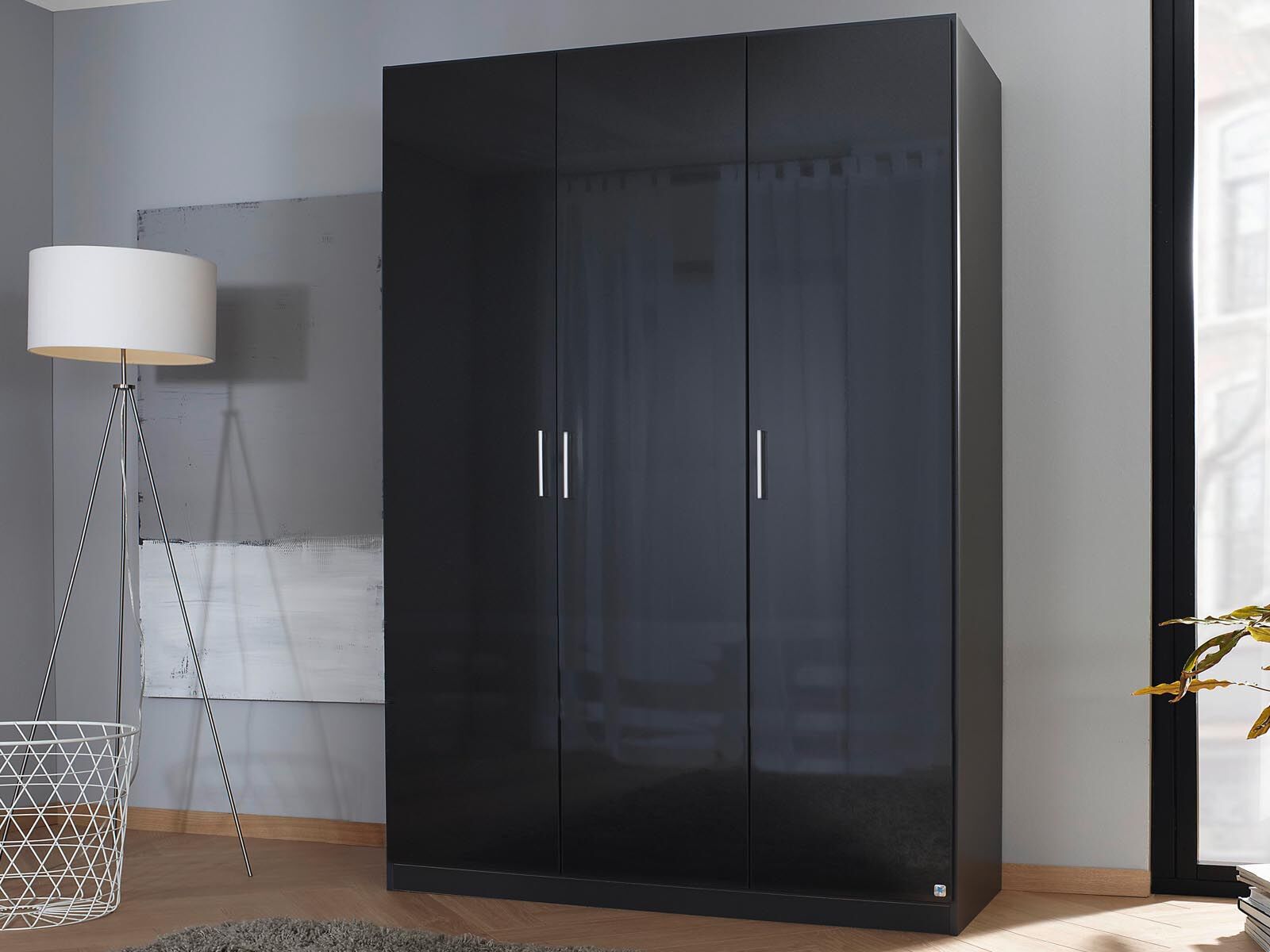 Mobistoxx Armoire CELIO 3 portes gris brillant/gris métal