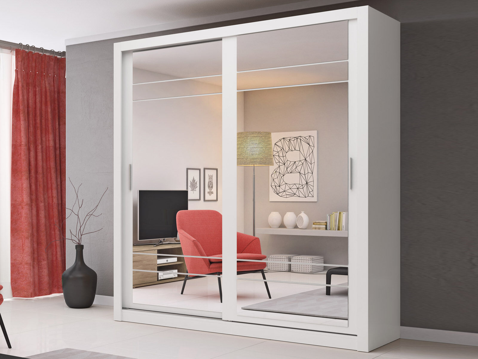 Mobistoxx Armoire ARTERA 2 portes coulissantes blanc avec miroir