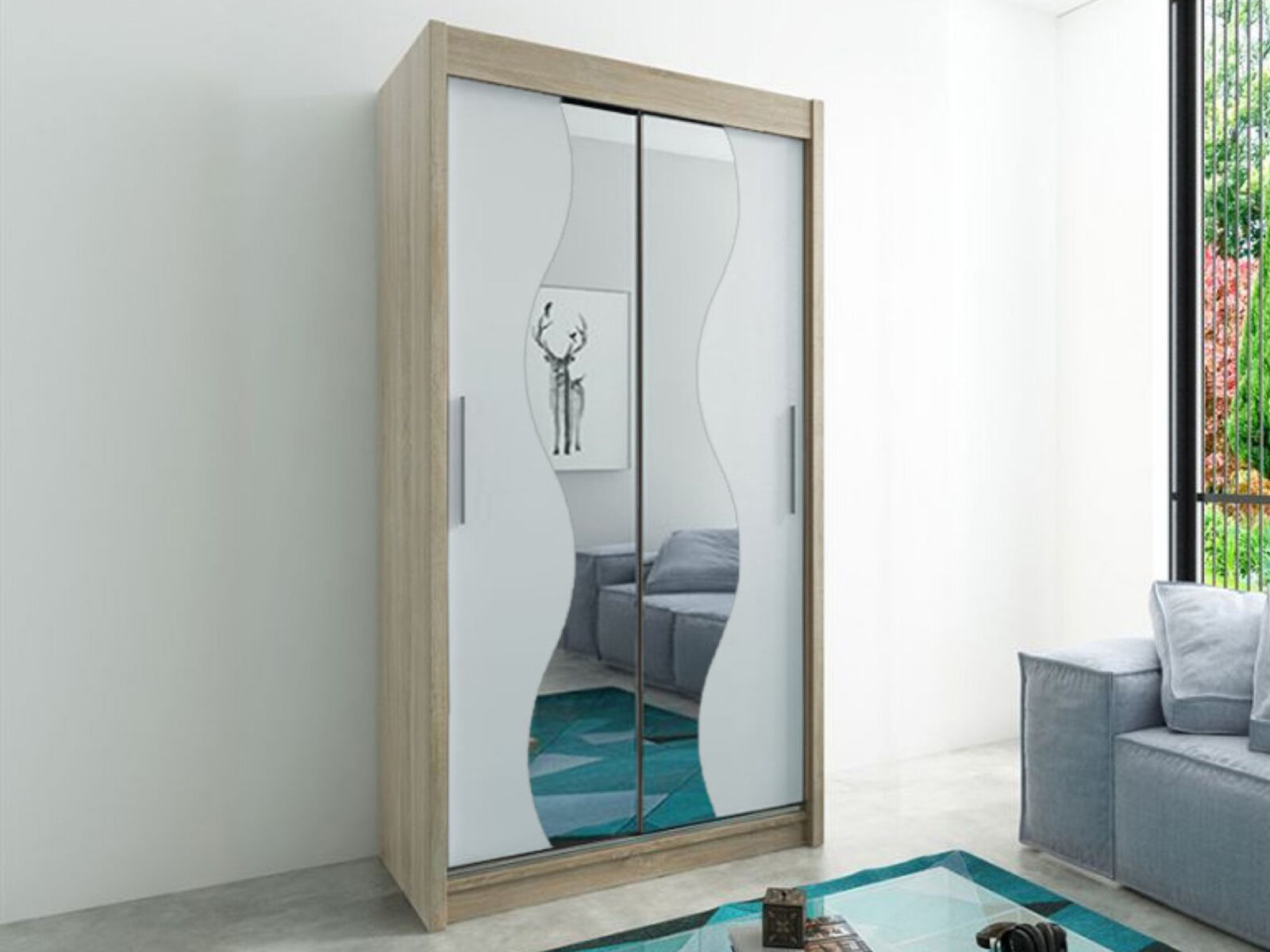 Mobistoxx Armoire MADERA 2 portes coulissantes 120 cm sonoma/blanc