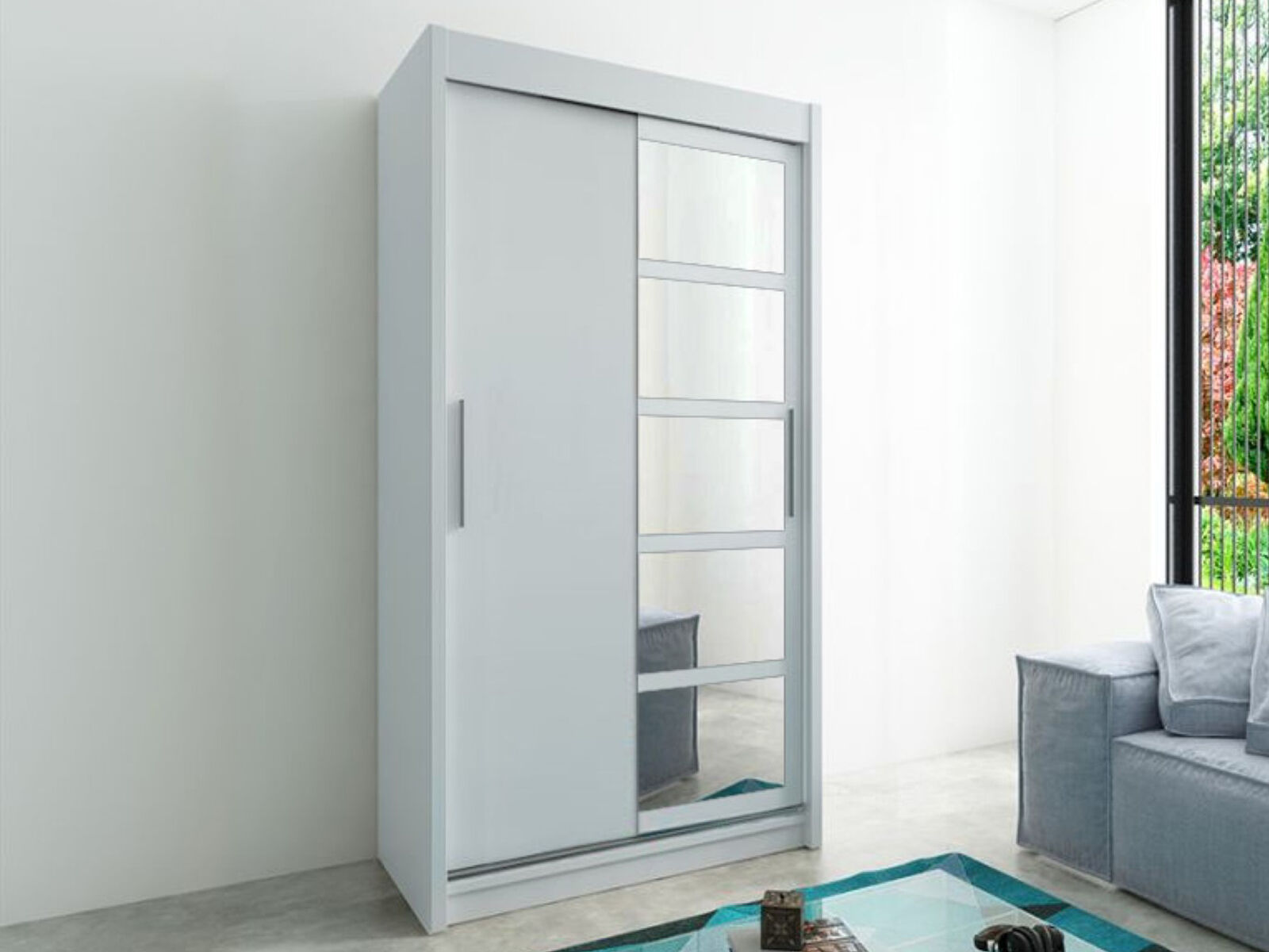 Mobistoxx Armoire ROMANE 2 portes coulissantes 100 cm blanc