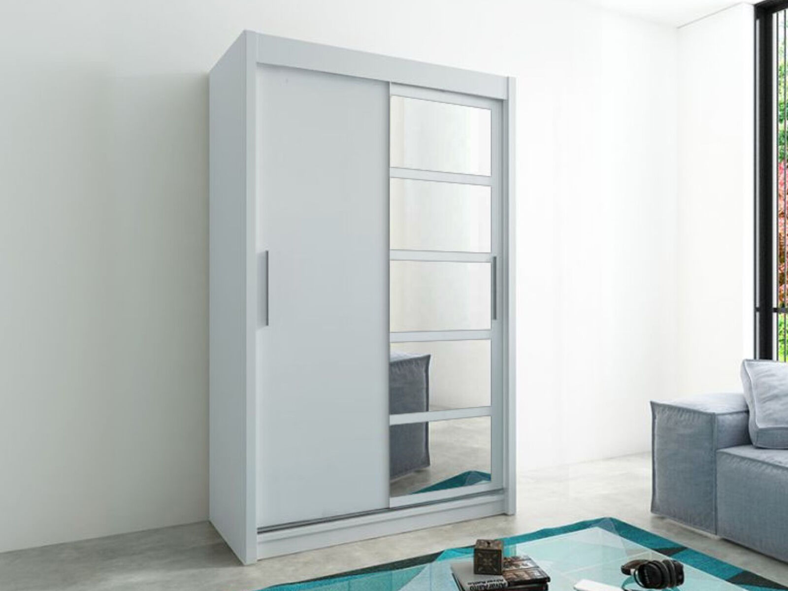 Mobistoxx Armoire ROMANE 2 portes coulissantes 150 cm blanc