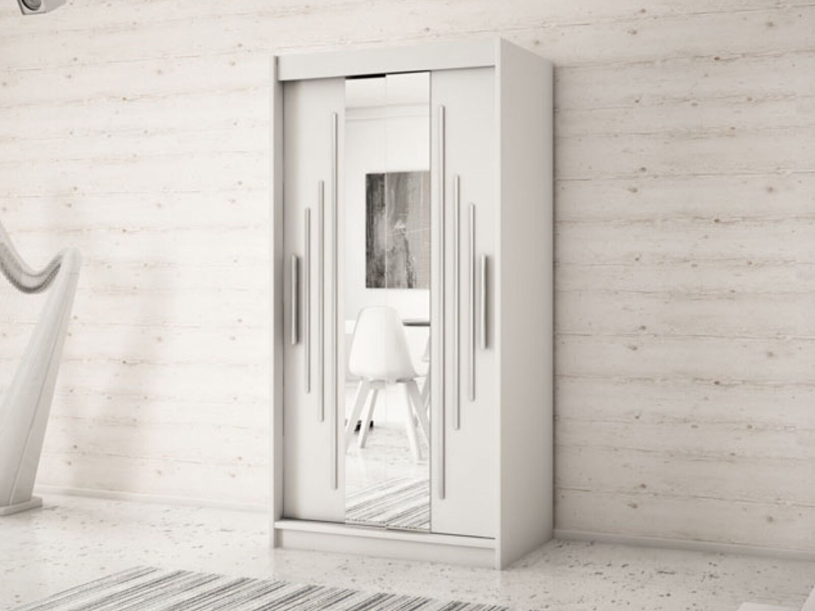 Mobistoxx Armoire YORKSHIRE 2 portes coulissantes 100 cm blanc