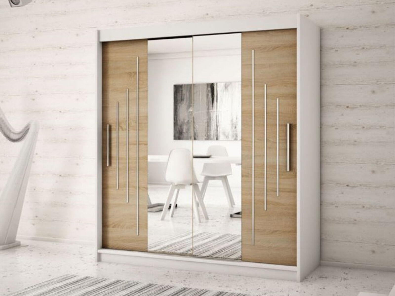 Mobistoxx Armoire YORKSHIRE 2 portes coulissantes 180 cm blanc/sonoma