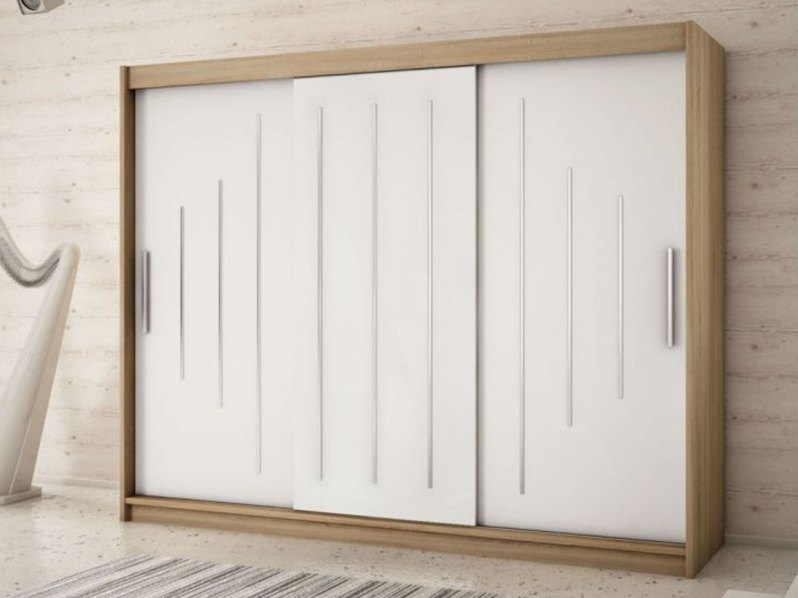 Mobistoxx Armoire YORKNEW 3 portes coulissantes 250 cm sonoma/blanc