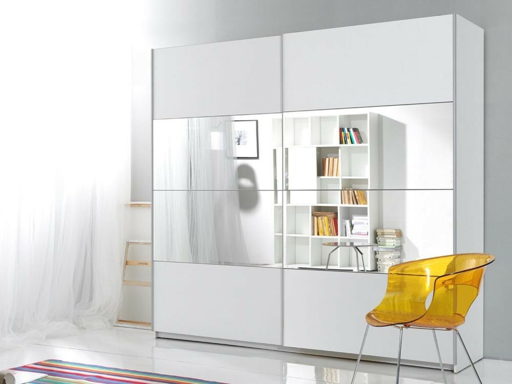 Mobistoxx Armoire BELHAMBRA 2 portes coulissantes 220 cm blanc avec miroir