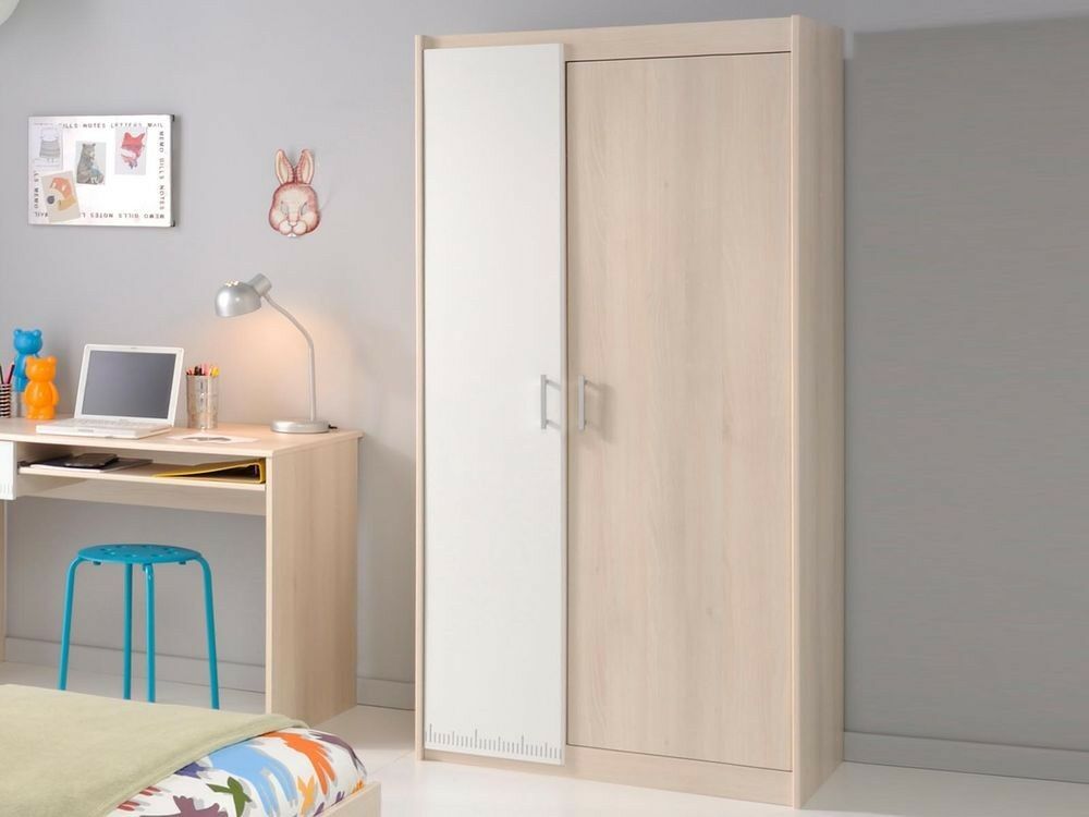 Mobistoxx Armoire CARL 2 portes acacia fumé/blanc