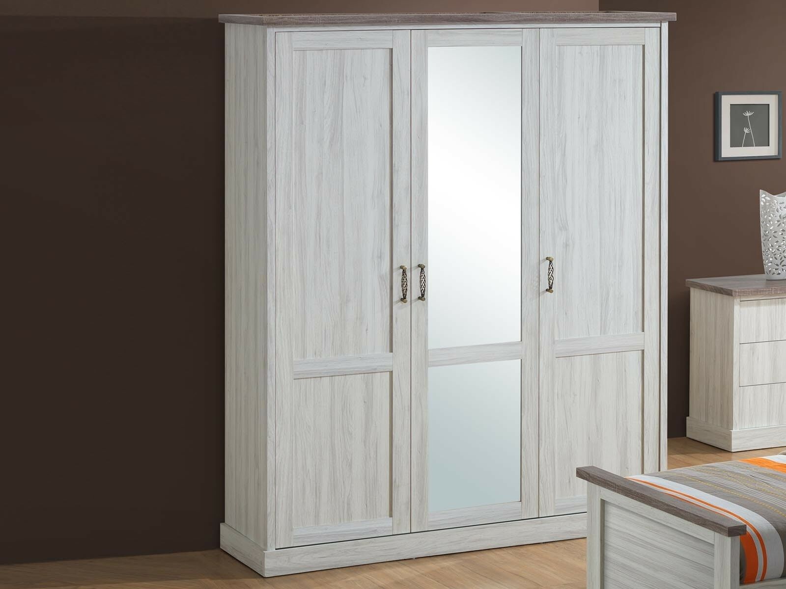 Mobistoxx Armoire ELANO 3 portes chêne clair/sonoma avec miroir