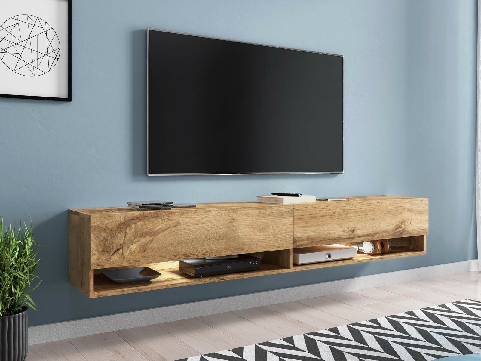 Mobistoxx Meuble tv-hifi ACAPULCO 2 portes battantes 180 cm chêne wotan sans led