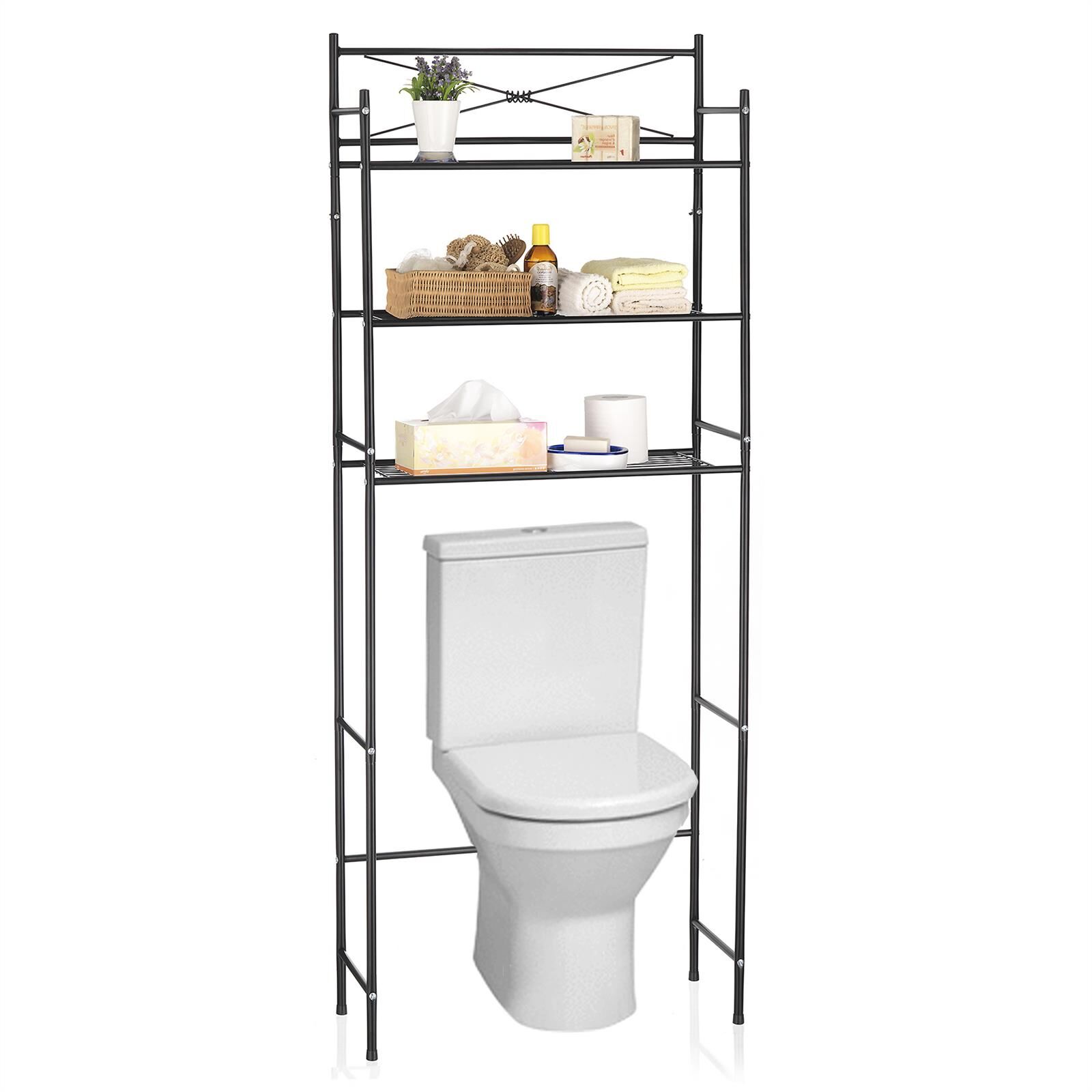 IDIMEX Etagère de salle de bain MARSA, rangement pour WC/lave-linge, en métal laqué noir