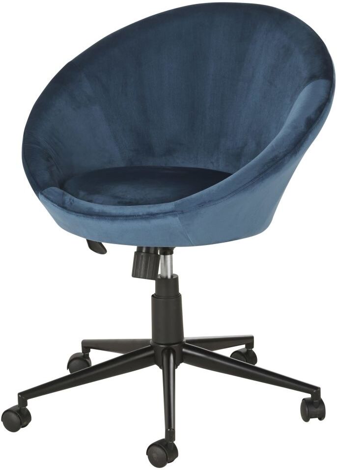 Maisons du Monde Fauteuil de bureau à roulettes en velours bleu