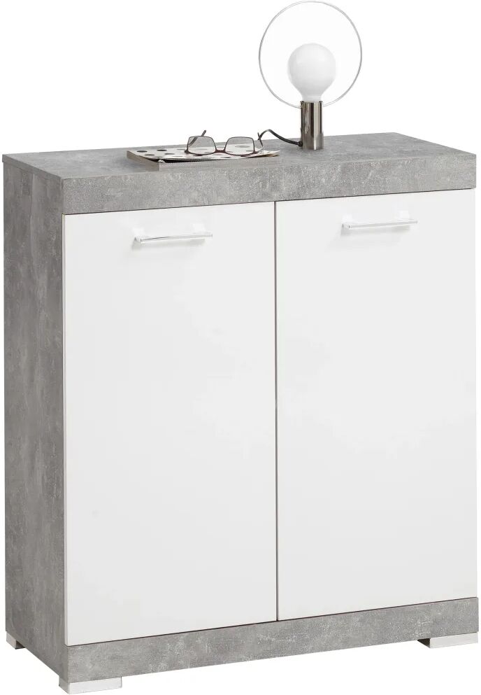 FMD Armoire avec 2 portes 80 x 34,9 x 89,9 cm Blanc et béton