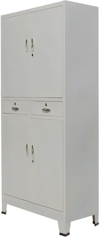 vidaXL Armoire de bureau avec 4 portes Acier 90 x 40 x 180 cm Gris