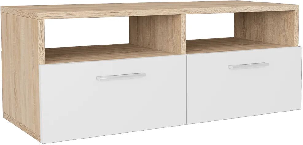 vidaXL Meuble TV Aggloméré 95 x 35 x 36 cm Chêne et blanc