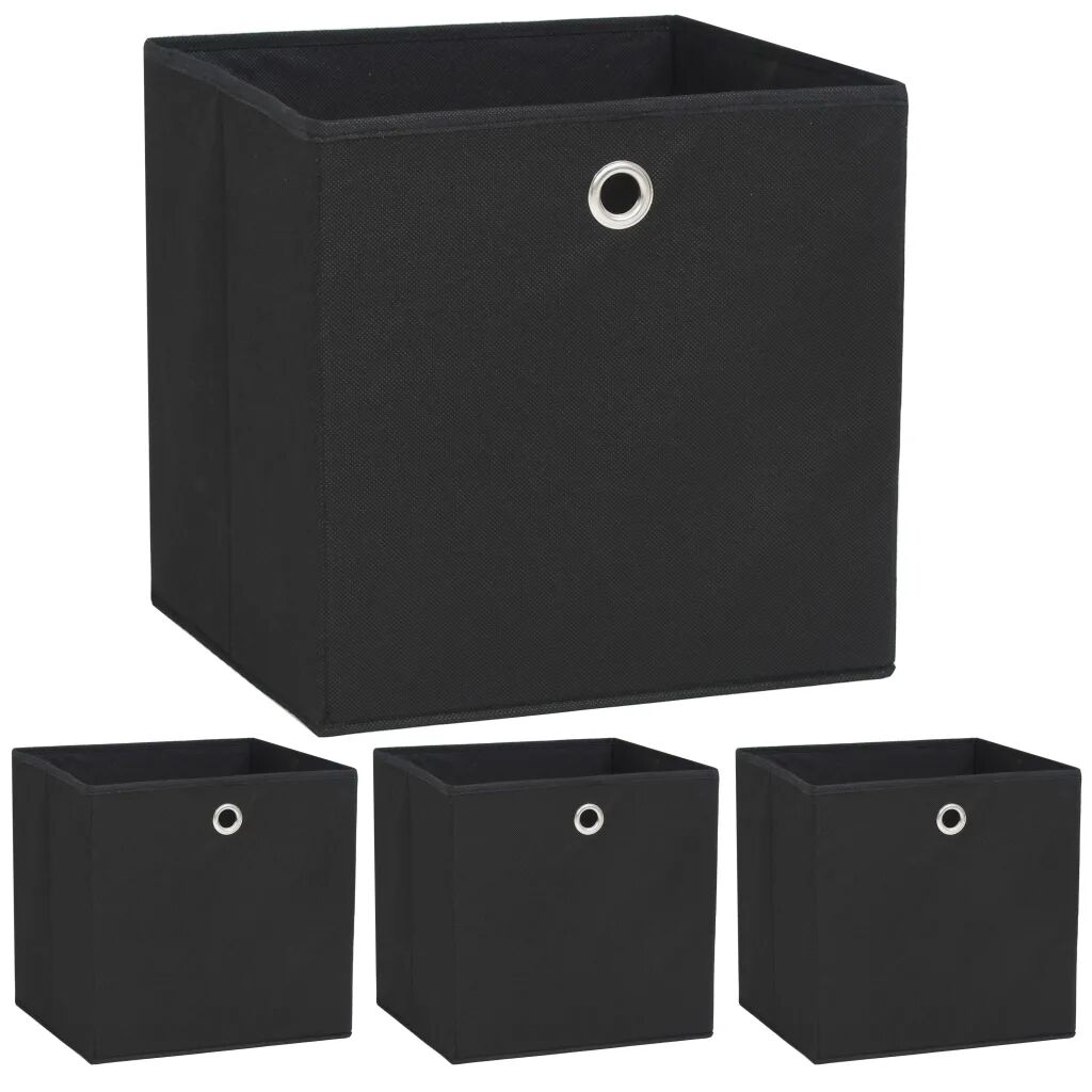 vidaXL Boîte de rangement 4 pcs Tissu non-tissé 32 x 32 x 32 cm Noir