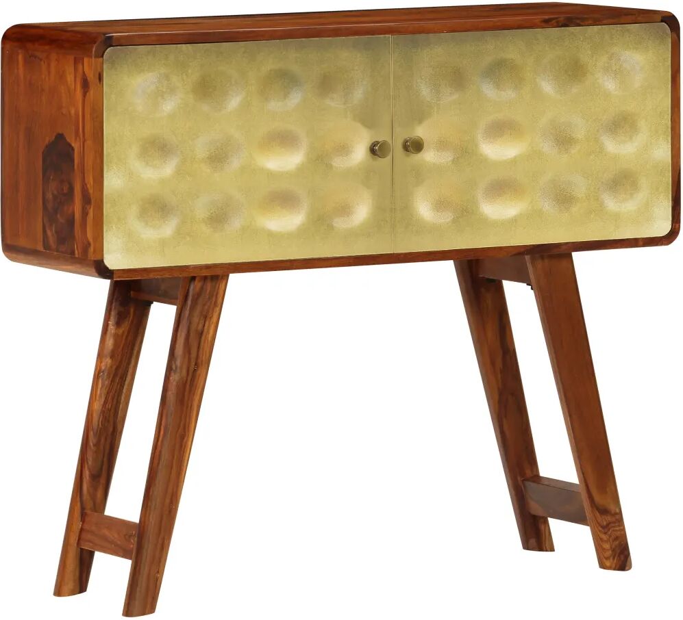 vidaXL Buffet Bois de Sesham solide Imprimé doré 90 x 30 x 77 cm